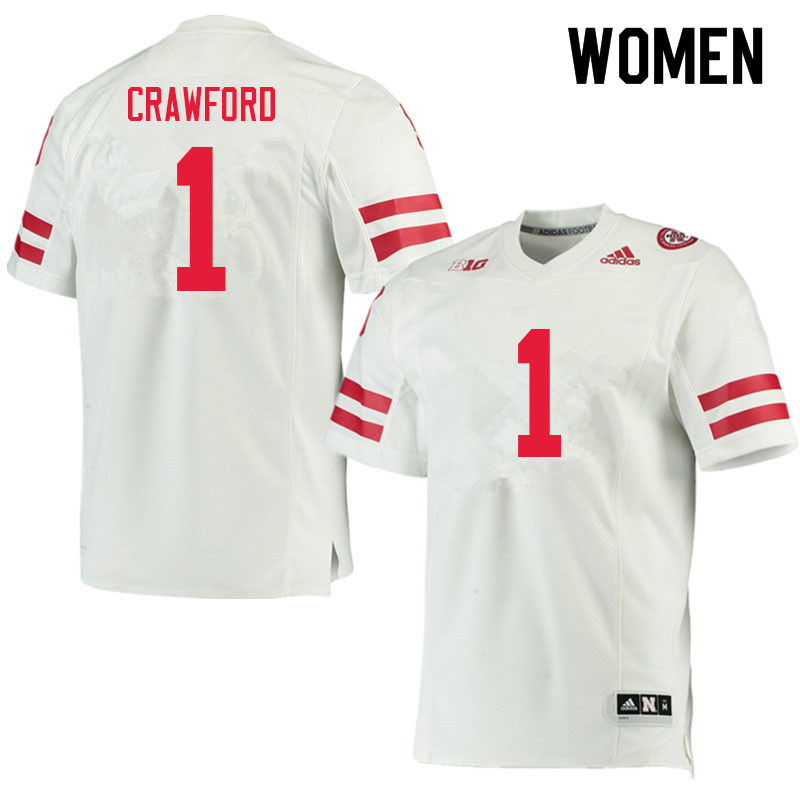 Women #1 Decoldest Crawford Nebraska Cornhuskers College Football Jerseys Sale-White - Click Image to Close